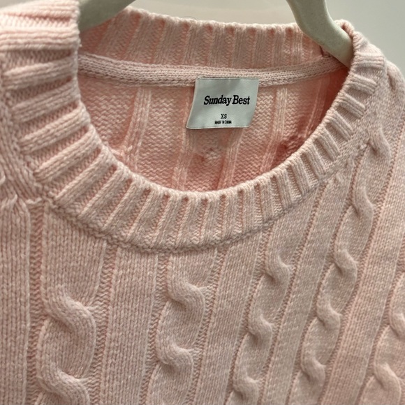 ARITZIA SUNDAY BEST PEGGY CROPPED SWEATER LIGHT PINK - Picture 3 of 5